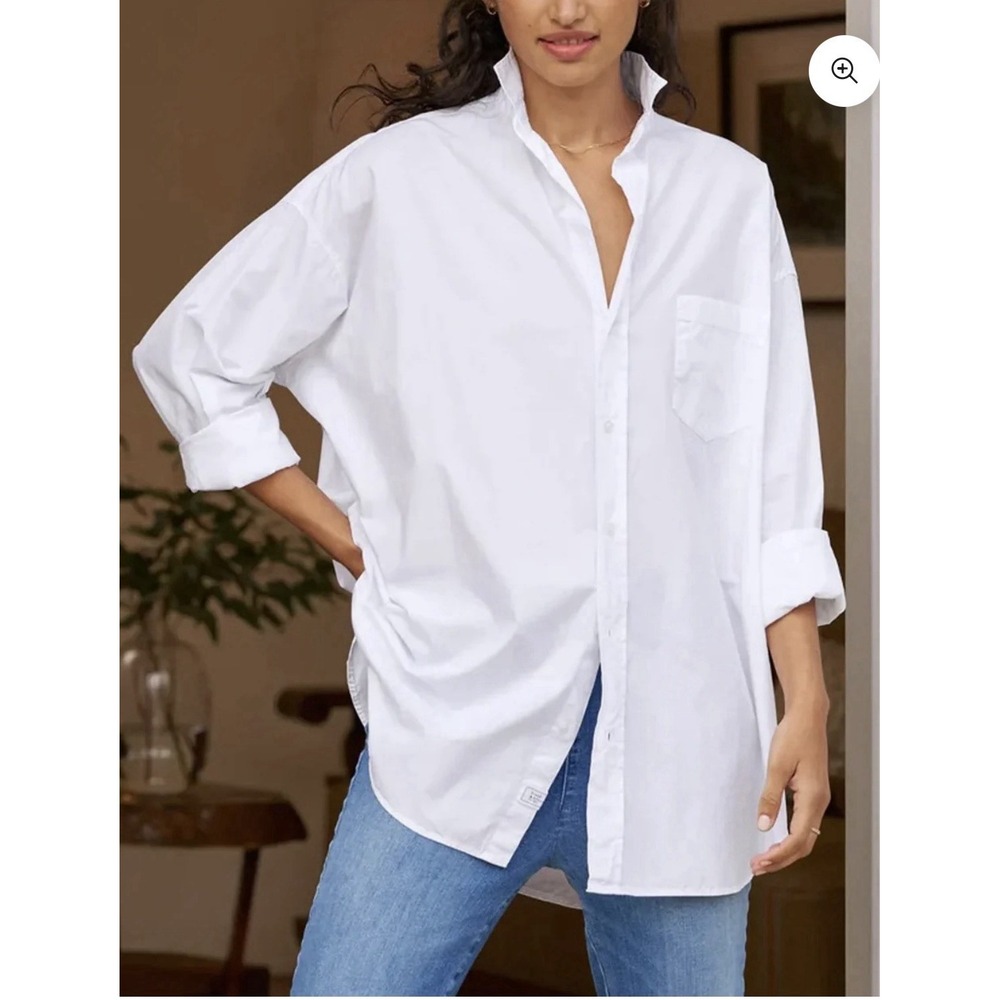 Frank & Eileen Shirley Shirt Women's Size Large White Oversized Button-Up